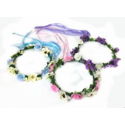 CTH132-WILD POPPY AND ROSE TWO TONE FLOWER HALO